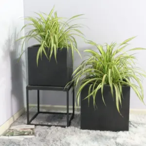 Rhine Square Poly Planter (Set Of 2) – Black
