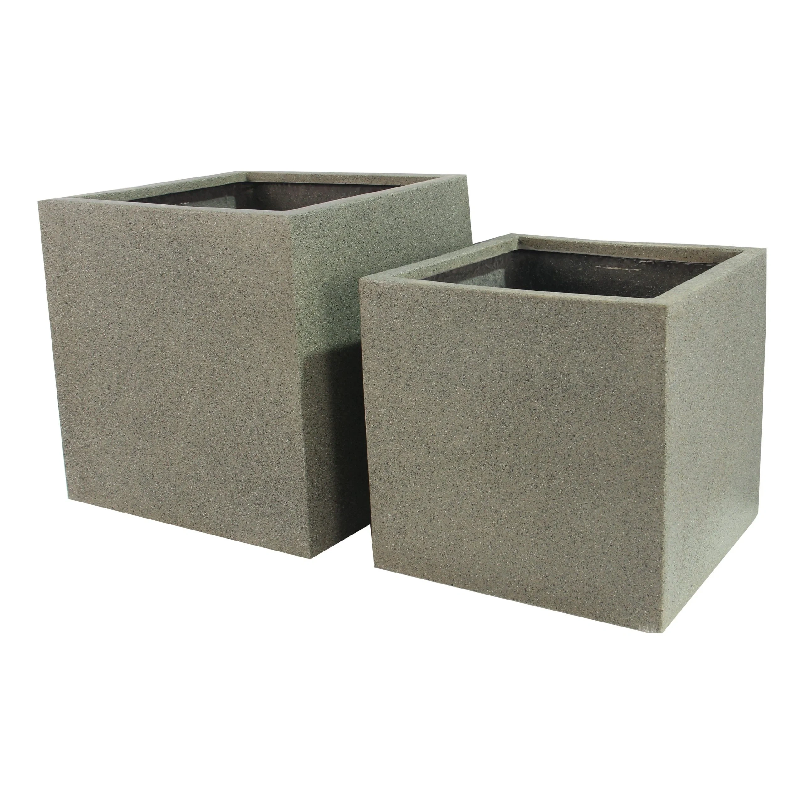 Rhine Square Poly Planter (Set Of 2) – Grey 4 Rhine Square Poly Planter (Set Of 2) – Grey - Ảnh 4
