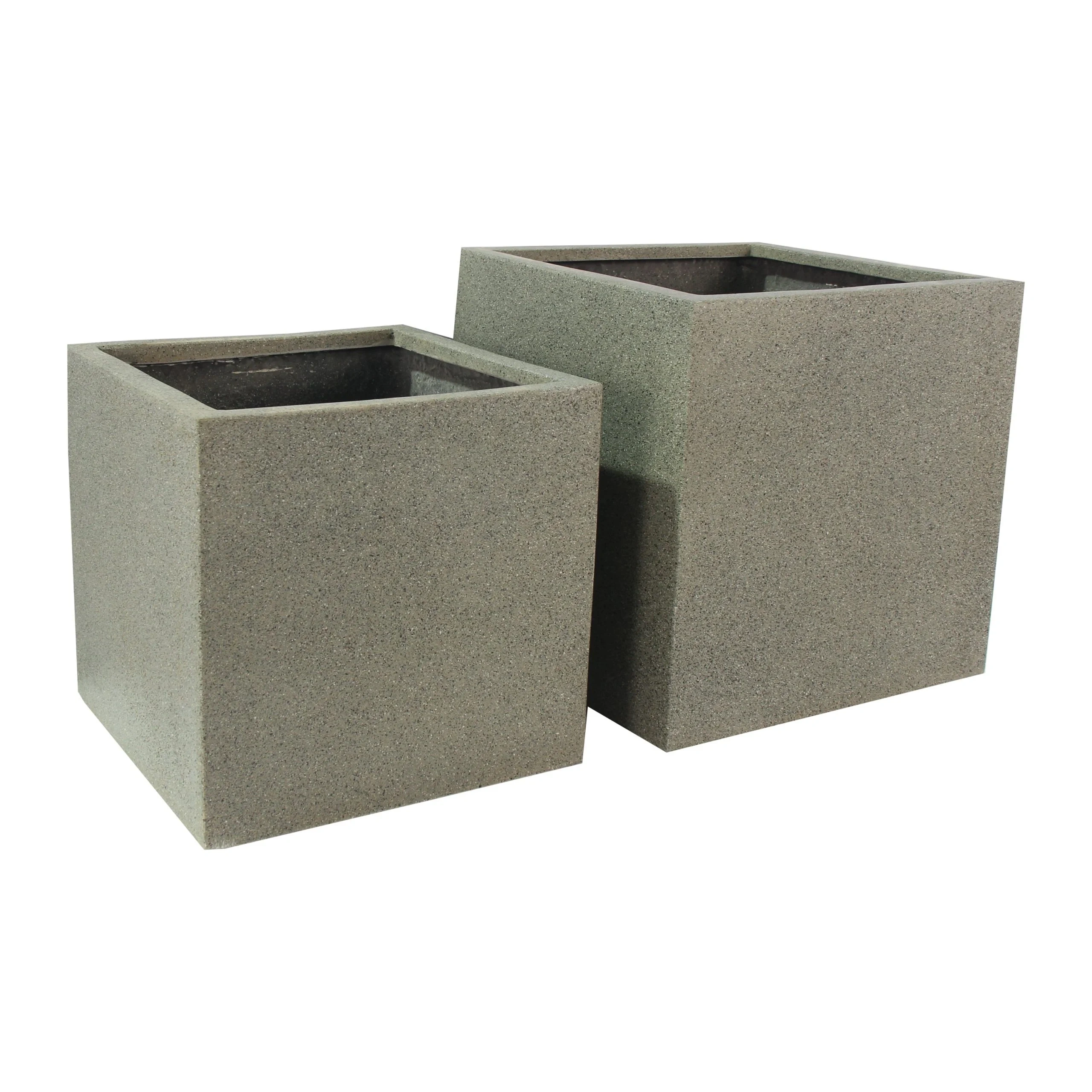 Rhine Square Poly Planter (Set Of 2) – Grey 5 Rhine Square Poly Planter (Set Of 2) – Grey - Ảnh 5