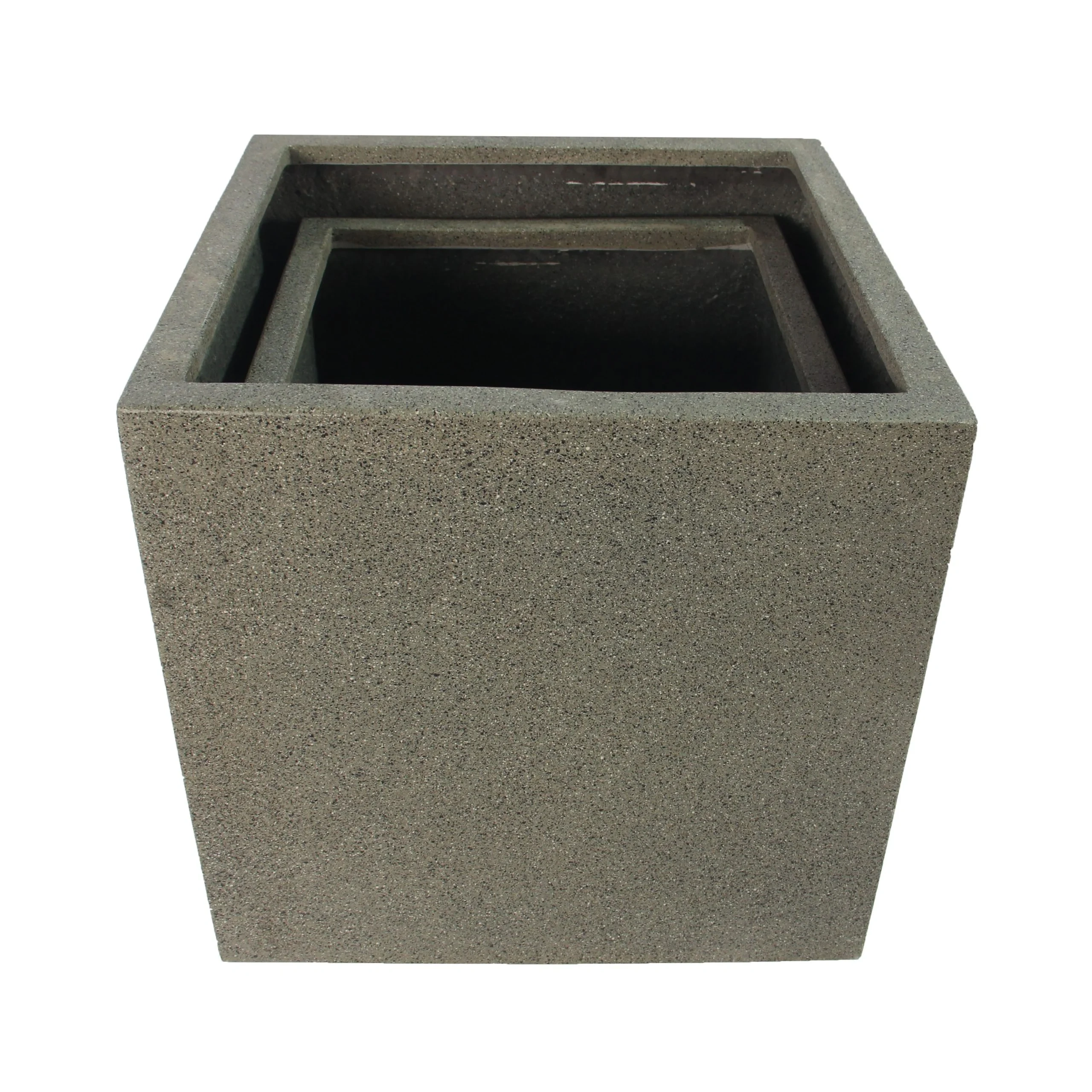 Rhine Square Poly Planter (Set Of 2) – Grey 6 Rhine Square Poly Planter (Set Of 2) – Grey - Ảnh 6