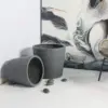 Rugen Cylindrical Round Poly Planter (Set Of 2) – Dark Grey