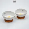 Chén Ăn Thú Cưng Gốm Sứ Kèm Đế Gỗ – Thiết Kế Nâng Cao, An Toàn Cho Chó Mèo