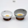 Chén Ăn Thú Cưng Gốm Sứ Kèm Đế Gỗ – Thiết Kế Nâng Cao, An Toàn Cho Chó Mèo