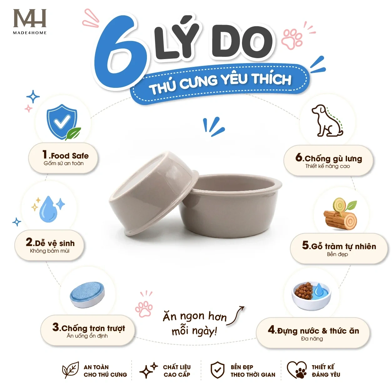 Set 2 Chén Sứ Cho Chó Mèo Kèm Kệ Ăn Nâng Cao Cho Thú Cưng | MADE4HOME 2 Set 2 Chén Sứ Cho Chó Mèo Kèm Kệ Ăn Nâng Cao Cho Thú Cưng | MADE4HOME - Ảnh 2
