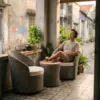 Bộ Bistro Set Ngoài Trời 2 Ghế 1 Bàn Mây Nhựa Made4Home