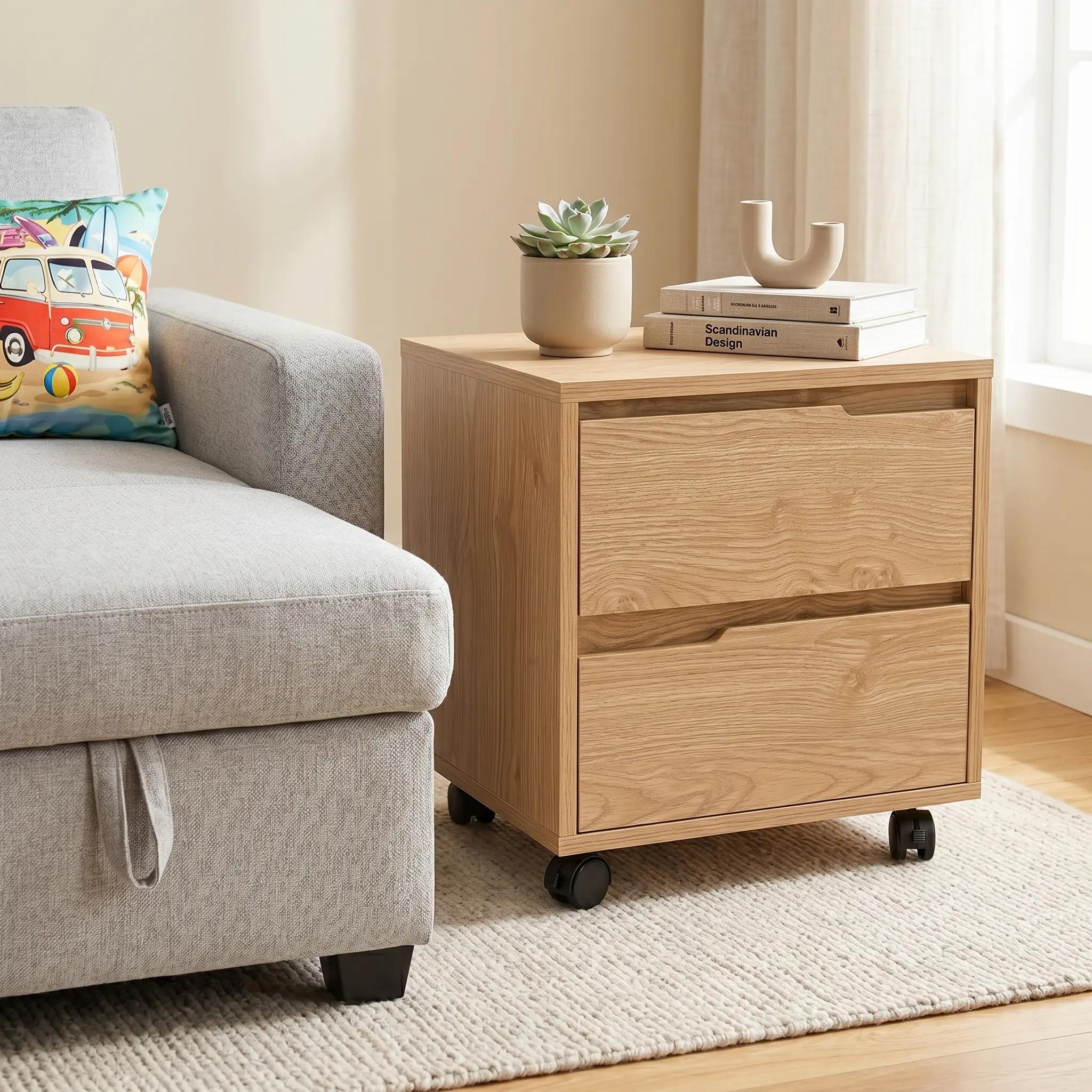 Tab 2 ngăn có bánh xe Aura Gỗ MDF 16 Tab 2 ngăn có bánh xe Aura Gỗ MDF - Ảnh 16