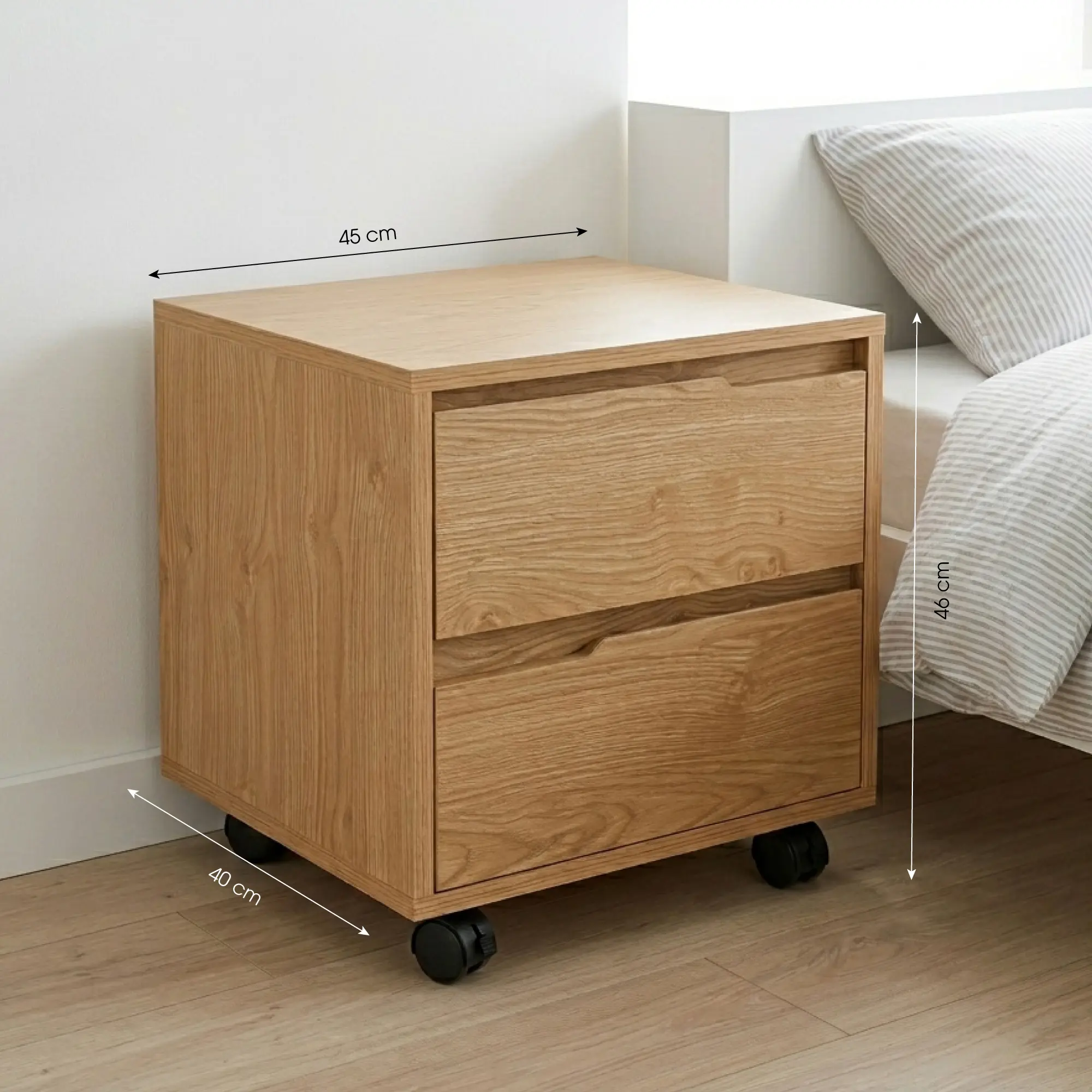 Tab 2 ngăn có bánh xe Aura Gỗ MDF 2 Tab 2 ngăn có bánh xe Aura Gỗ MDF - Ảnh 2