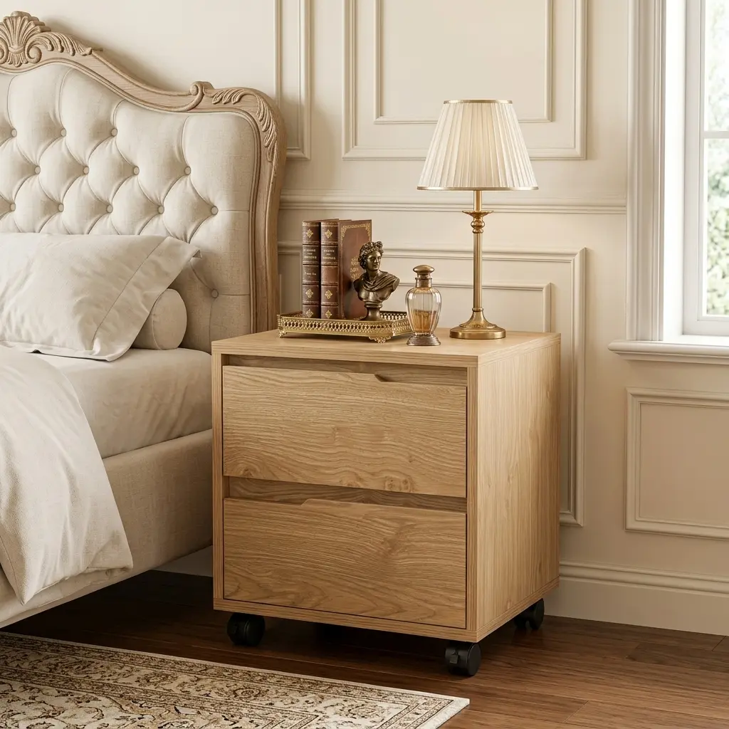 Tab 2 ngăn có bánh xe Aura Gỗ MDF 1 Tab 2 ngăn có bánh xe Aura Gỗ MDF
