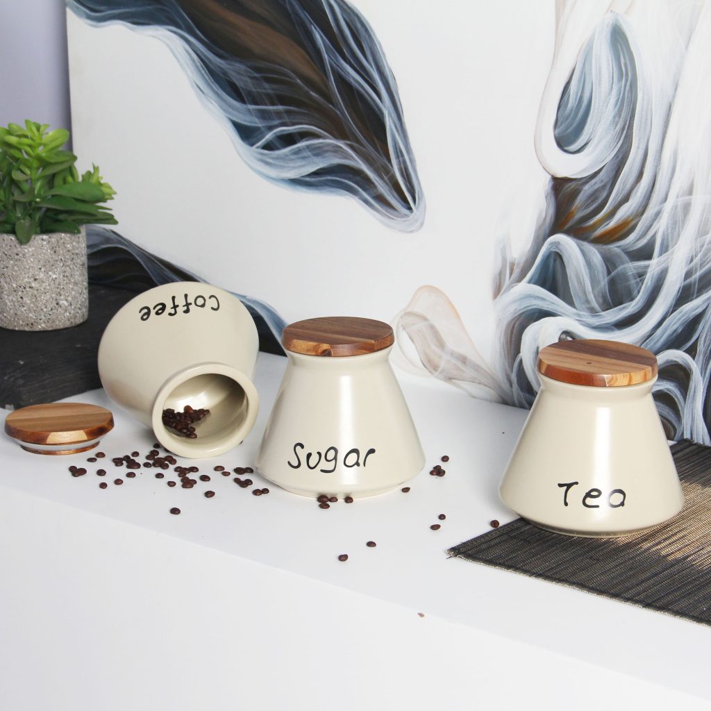 Hũ Gốm Sứ Đựng Thực Phẩm LILY (Coffee - Tea - Sugar)