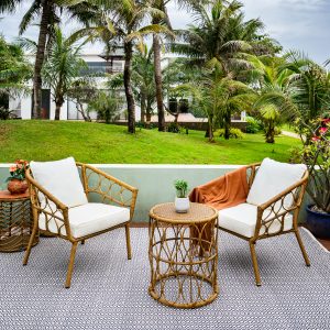 Bộ Bàn Ghế Mây Nhựa ngoài trời Sheldon