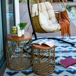 Bàn Đôi Nhựa Giả Mây Cali Storage (Bộ of 2)