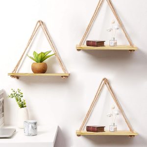 Kệ Treo Tường Gỗ Thông kèm dây thừng