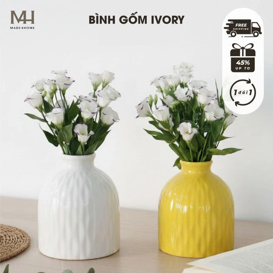 Bình Gốm Ivory hoa văn sọc
