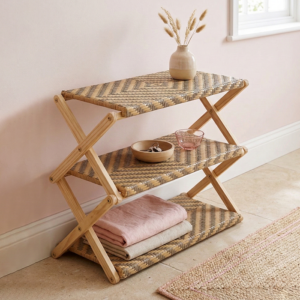 Kệ Dép Gỗ Zích Zắc 3 Tầng Pine Lắp Ráp - Vàng