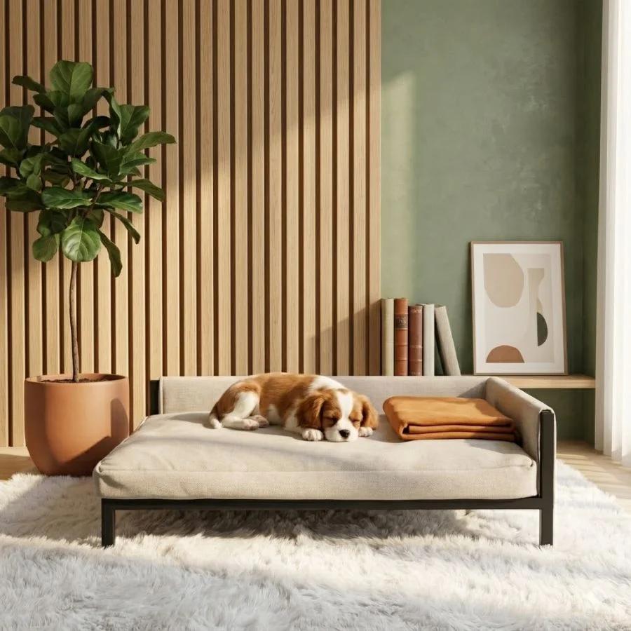 Giường Sofa Hình Chữ Nhật Cho Chó Mèo – Vải Teddy Trắng Kem 2 Giường Sofa Hình Chữ Nhật Cho Chó Mèo – Vải Teddy Trắng Kem