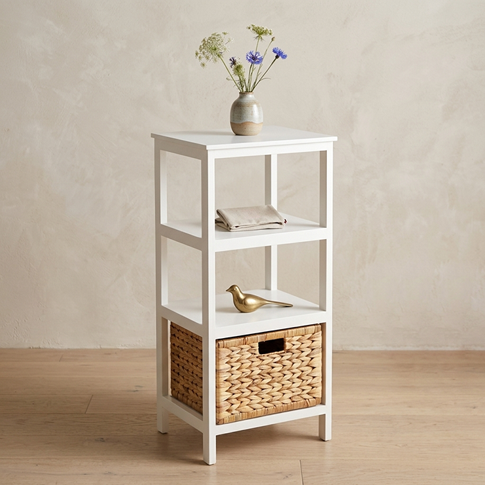 Tủ Gỗ 3 Ngăn - 1 Sọt Lục Bình - Trắng 4 Tủ Gỗ 3 Ngăn - 1 Sọt Lục Bình - Trắng