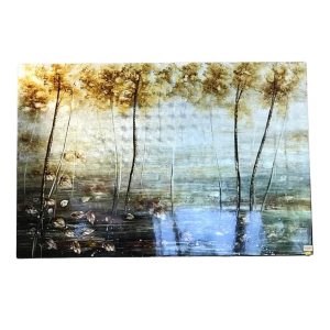 Tranh Sơn Mài Vẽ Tay Đầm Lầy Nền Bạc LP-500/4DB