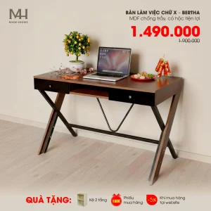 Bàn làm việc Bertha - Gỗ MDF chống trầy, có hộc tiện lợi
