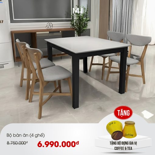 Bộ Bàn Ăn Gỗ Tràm 4 Ghế Made4Home