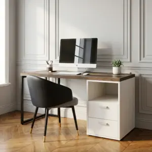 Bàn làm việc kèm hộc Gray- Gỗ MDF phủ Melanin chống trầy