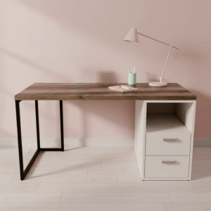 Bàn làm việc kèm hộc Gray- Gỗ MDF phủ Melanin chống trầy