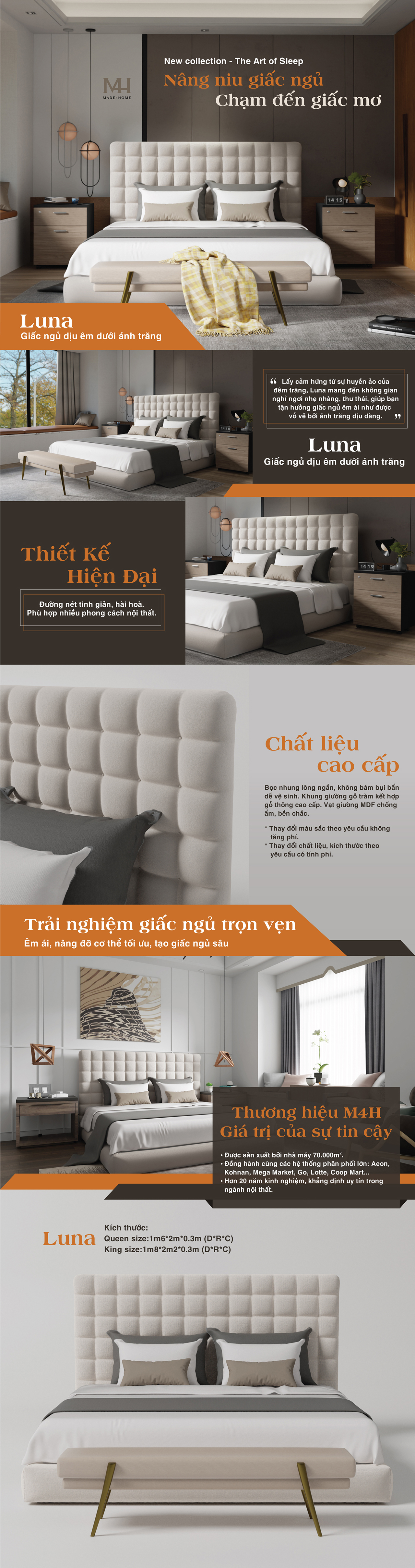 Giường ngủ Luna M4H