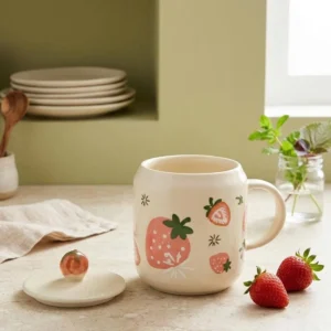 Ly Cốc Sứ Strawberry - Hồng - 300ml