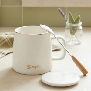 Ly Cốc Sứ Họa Tiết Simple - Trắng