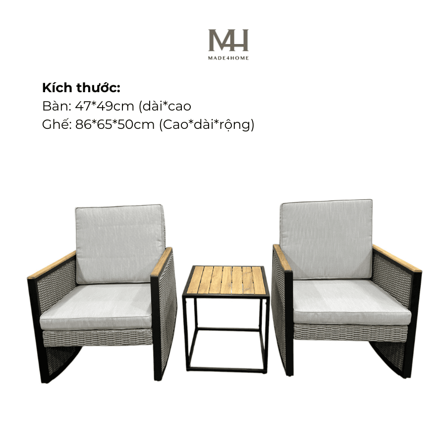 Bộ bàn ghế ngoài trời mây nhựa Made4Home