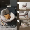 Ghế Thư Giãn NEST Màu Kem – Ghế Bập Bênh Nhung Trượt Nước, Chân Gỗ Tự Nhiên