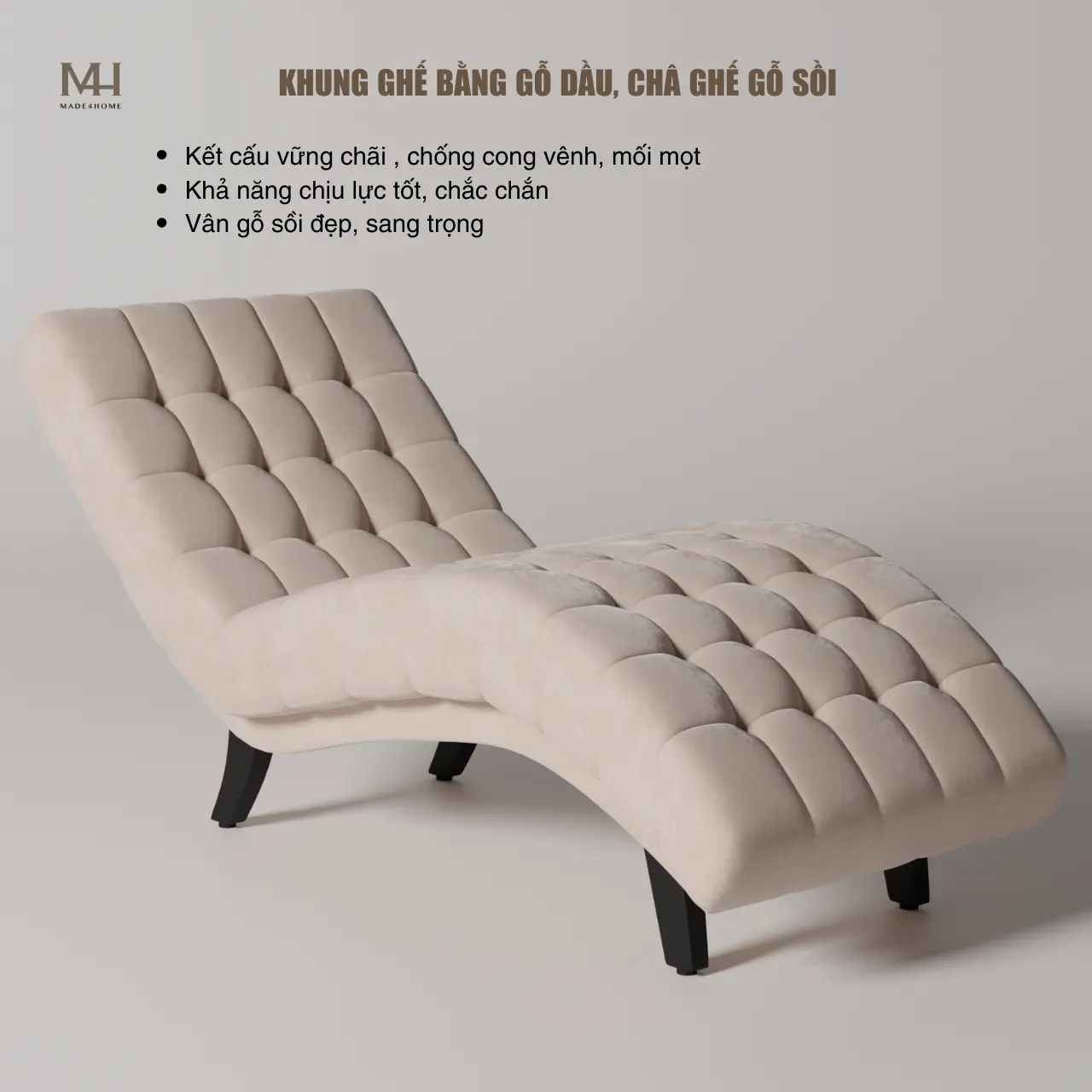 Ghế thư giãn Serene- Khung gỗ dầu, nệm cao cấp ôm trọn cơ thể.