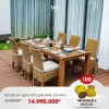 Bộ Bàn Ăn Ngoài Trời 6 Ghế – Gỗ Keo & Mây Nhựa Cao Cấp từ M4H