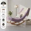 Ghế thư giãn Horizon màu tím – Ghế bập bênh cao cấp gỗ tràm, vải nhung bố