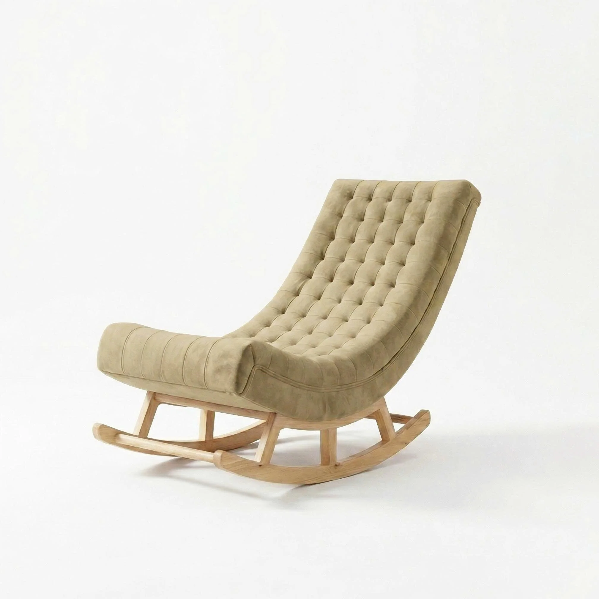 Ghế thư giãn Horizon màu tím – Ghế bập bênh cao cấp gỗ tràm, vải nhung bố