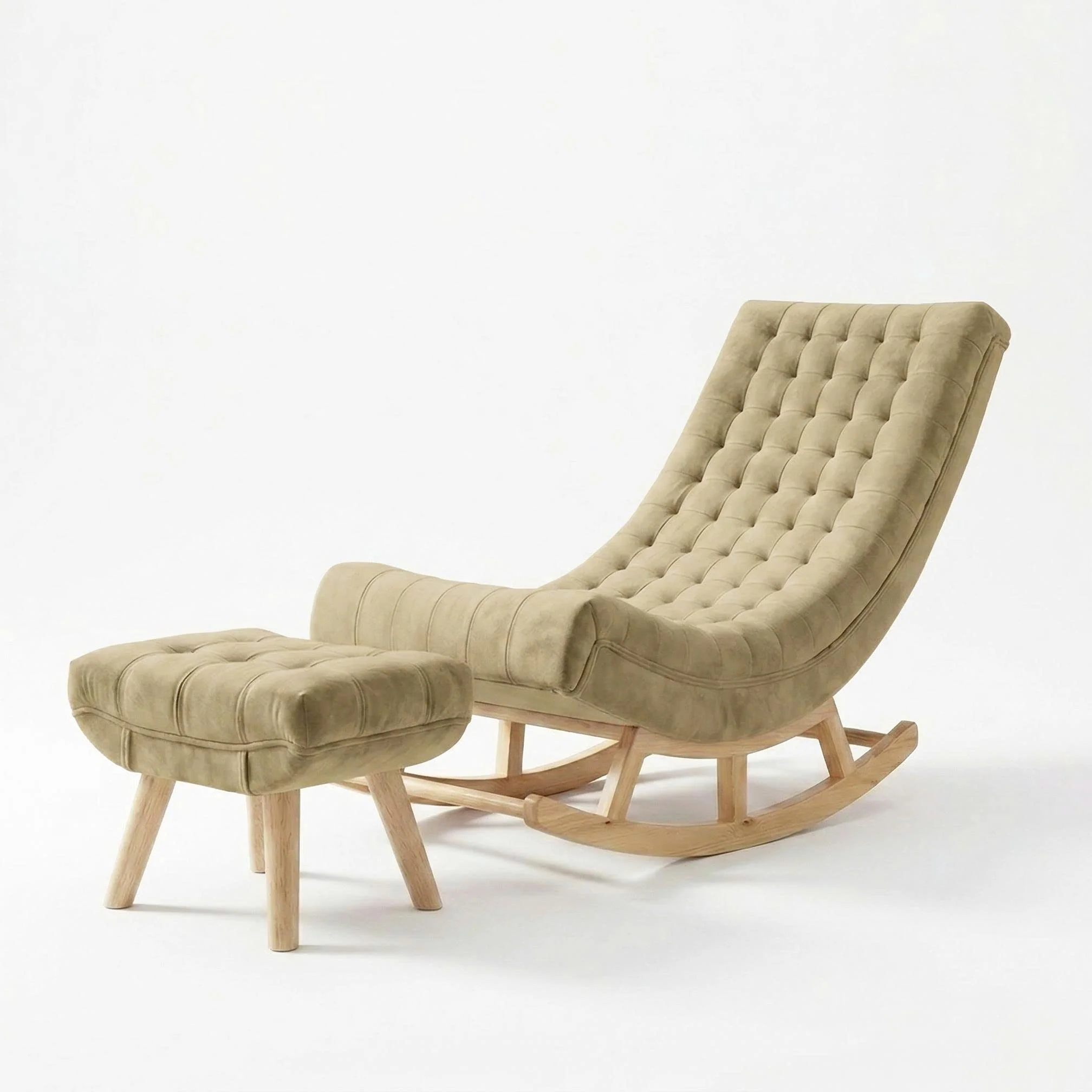 Ghế thư giãn Horizon màu tím – Ghế bập bênh cao cấp gỗ tràm, vải nhung bố