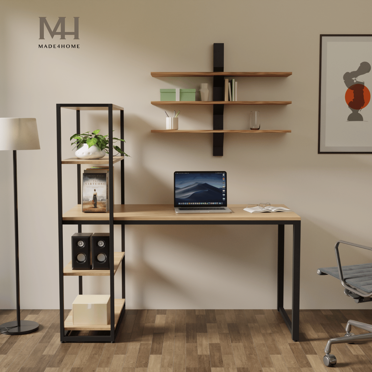 Bàn Làm Việc Lymon – Gỗ MDF - Chân Sắt Sơn Tĩnh Điện