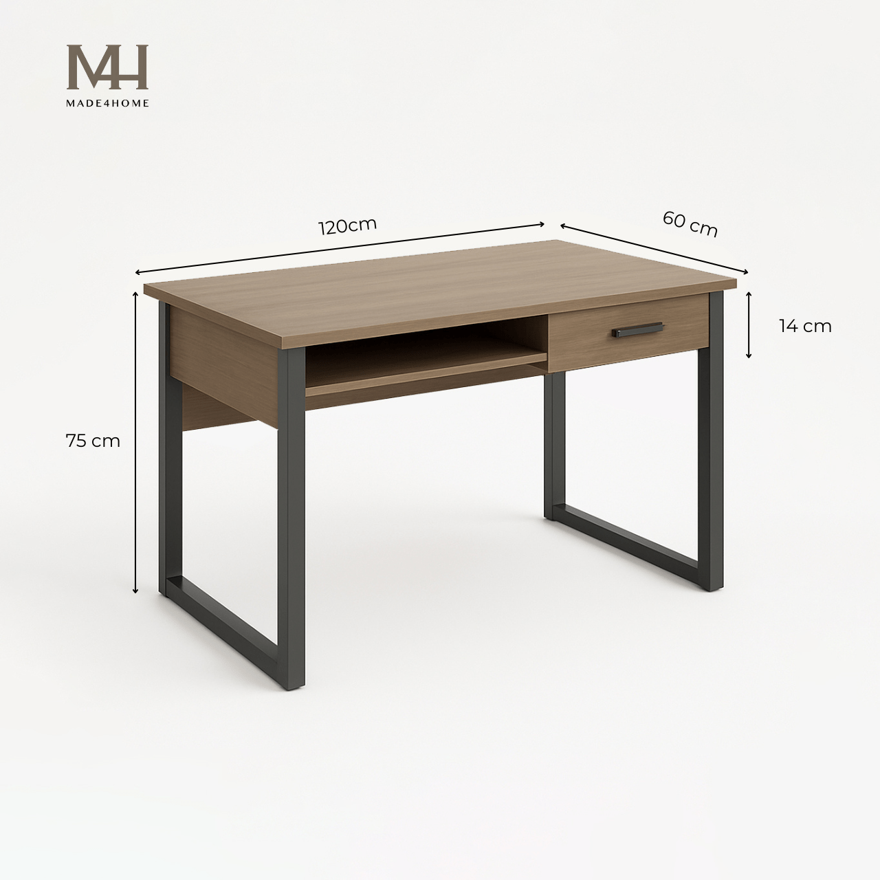 Bàn làm việc Channay gỗ MDF chân sắt – Thiết kế đơn giản hiện đại