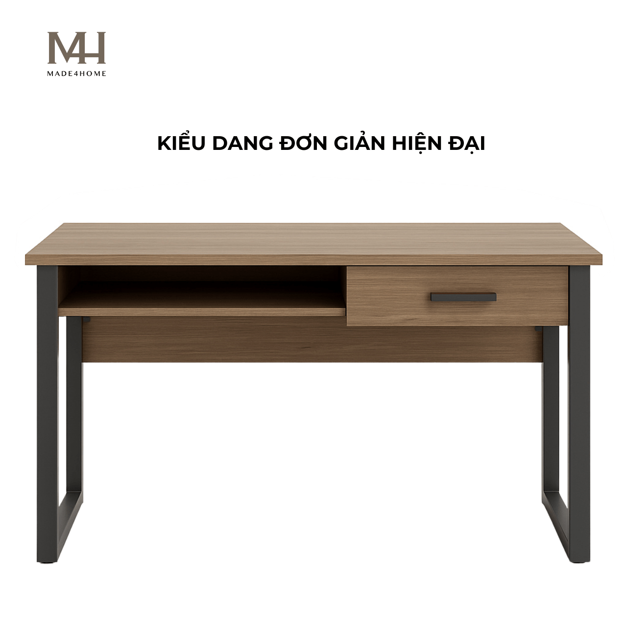 Bàn làm việc Channay gỗ MDF chân sắt – Thiết kế đơn giản hiện đại