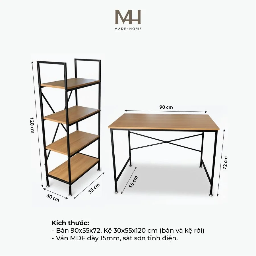 Bàn Làm Việc Lymon – Gỗ MDF – Chân Sắt Sơn Tĩnh Điện