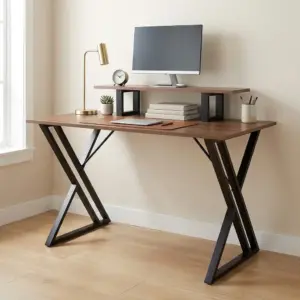 Home 29 Bàn Làm Việc Bricen Gỗ MDF Chân Sắt – Thiết Kế Hiện Đại, Có Kệ Laptop