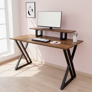 Bàn Làm Việc Bricen Gỗ MDF Chân Sắt – Thiết Kế Hiện Đại, Có Kệ Laptop