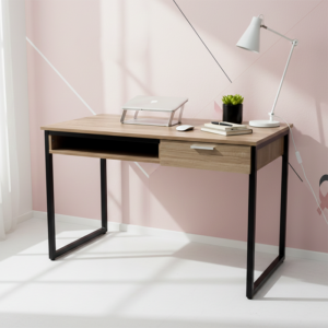 Bàn làm việc Channay gỗ MDF chân sắt – Thiết kế đơn giản hiện đại