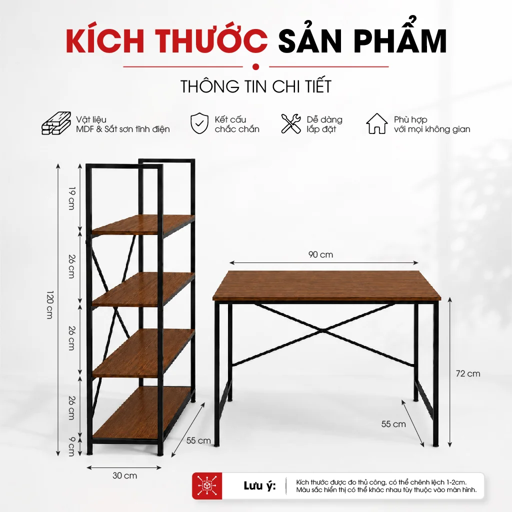 Bàn Làm Việc Lymon – Gỗ MDF - Chân Sắt Sơn Tĩnh Điện 5 Bàn Làm Việc Lymon – Gỗ MDF - Chân Sắt Sơn Tĩnh Điện