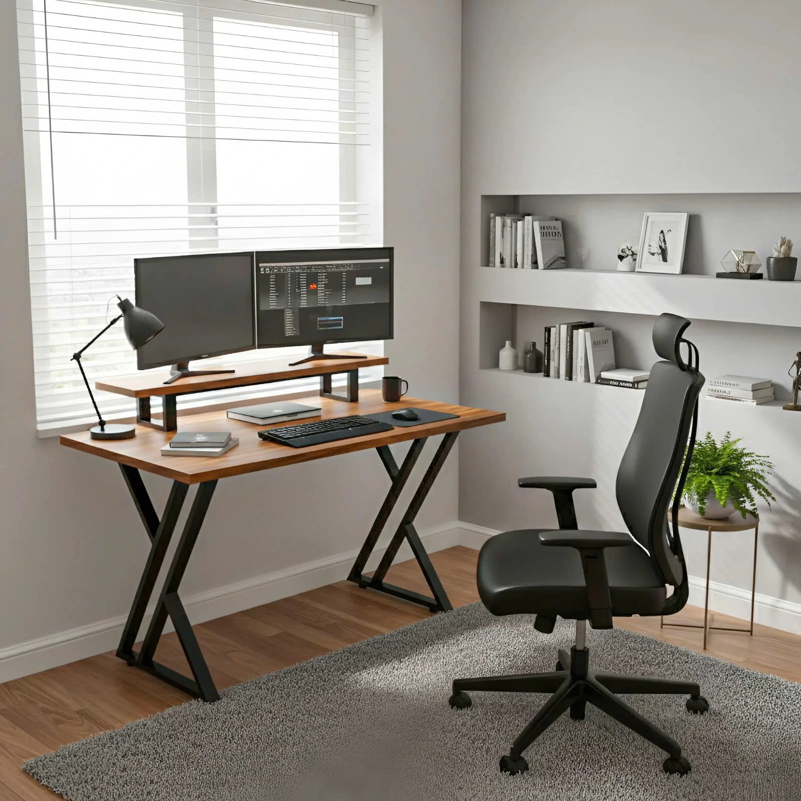 Bàn Làm Việc Bricen Gỗ MDF Chân Sắt – Thiết Kế Hiện Đại, Có Kệ Laptop