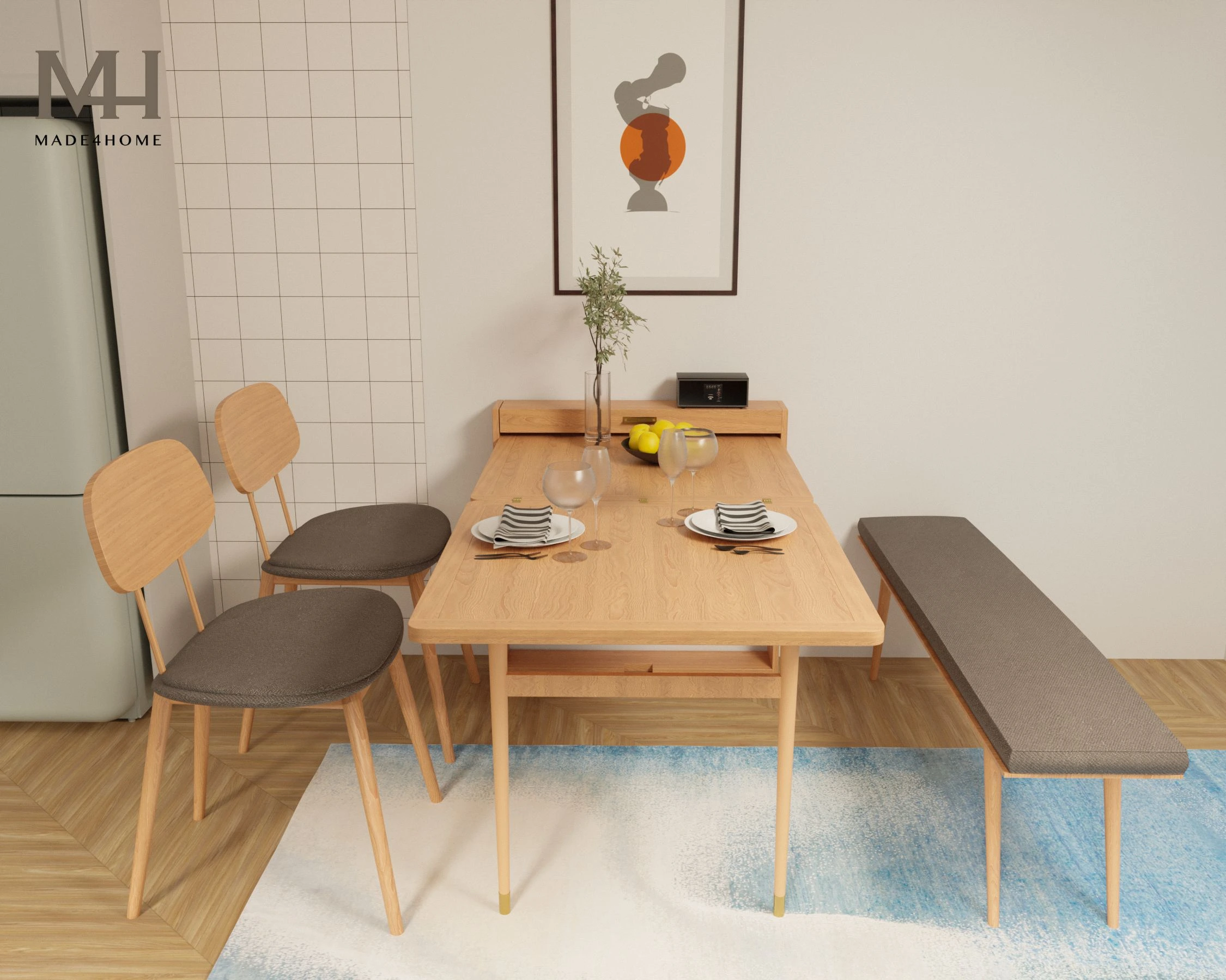 bộ bàn ăn gỗ tự nhiên Lyria