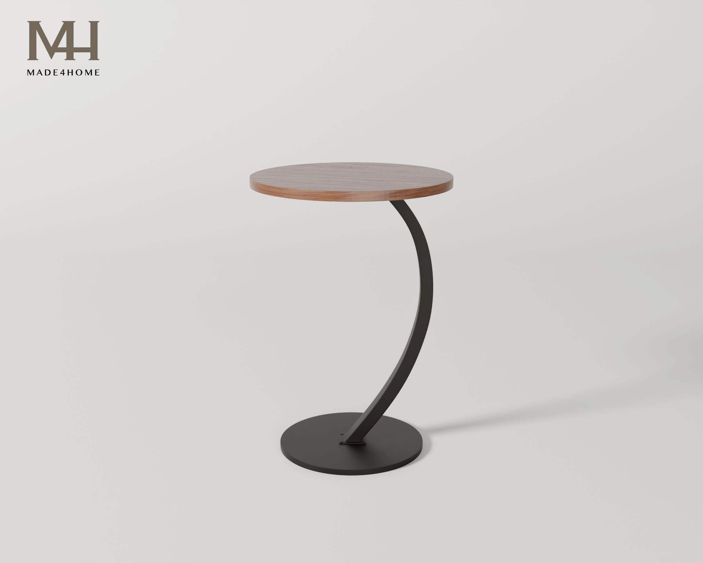 Bàn Side Table Nysa – Bàn Sofa Nhỏ Gọn Chân Sắt Uốn Cong, Mặt Gỗ Hiện Đại