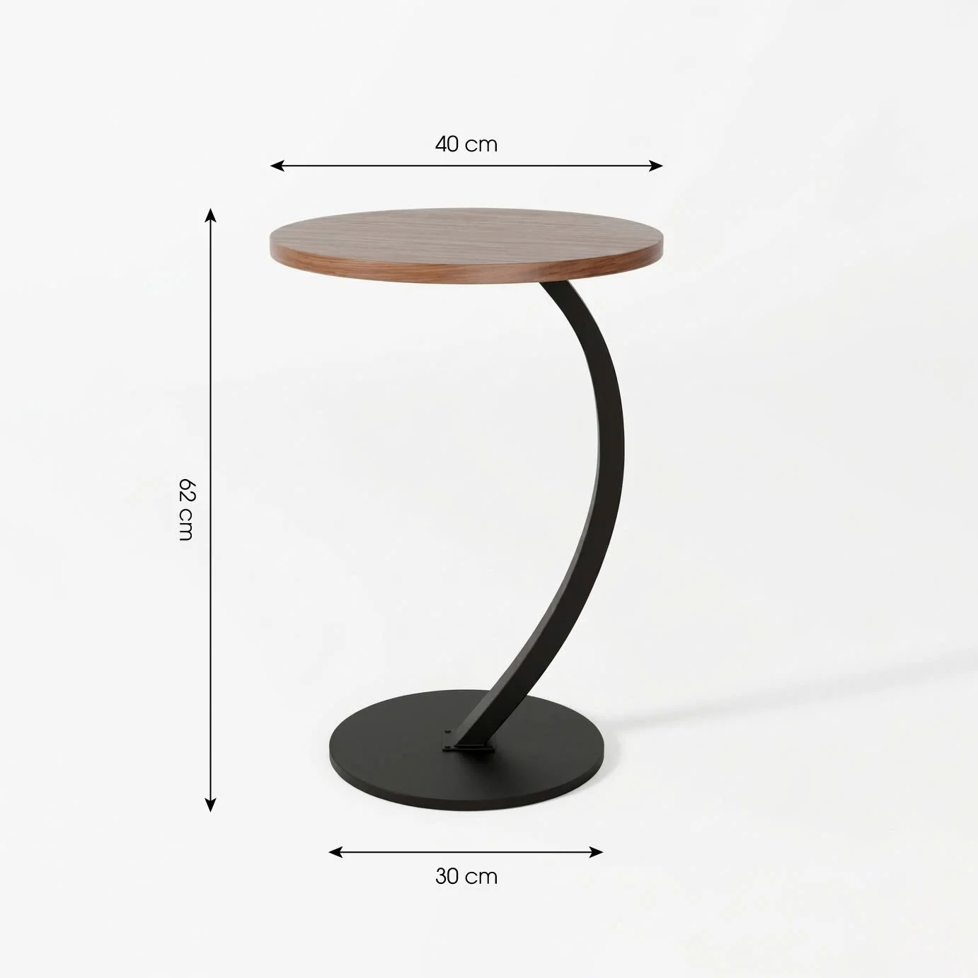 Bàn Side Table Nysa – Bàn Sofa Nhỏ Gọn Chân Sắt Uốn Cong, Mặt Gỗ Hiện Đại