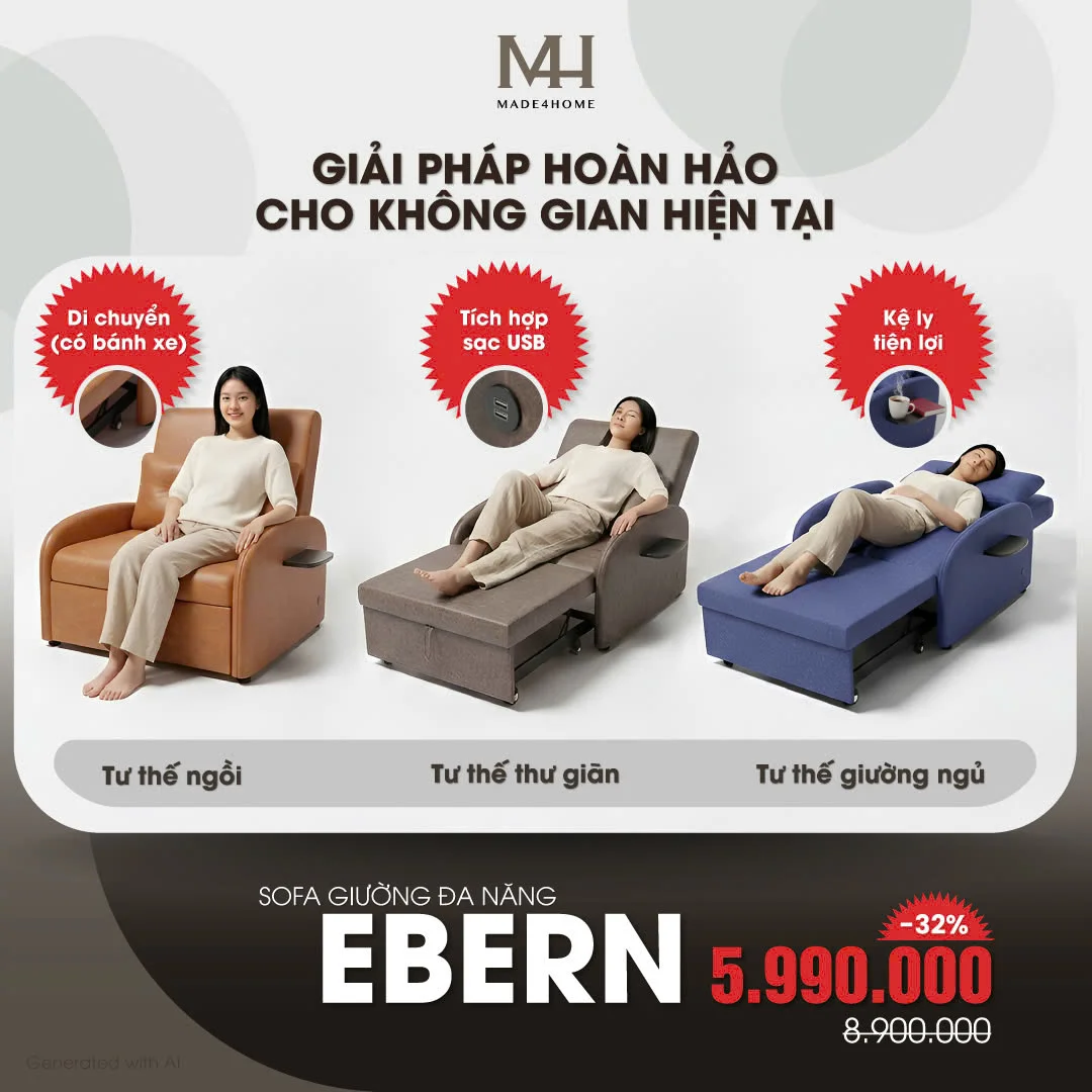 Sofa Giường Đa Năng EBern – Gọn Nhẹ, Tiện Ích, Sống Thoải Mái Mỗi Ngày 3 Sofa Giường Đa Năng EBern – Gọn Nhẹ, Tiện Ích, Sống Thoải Mái Mỗi Ngày