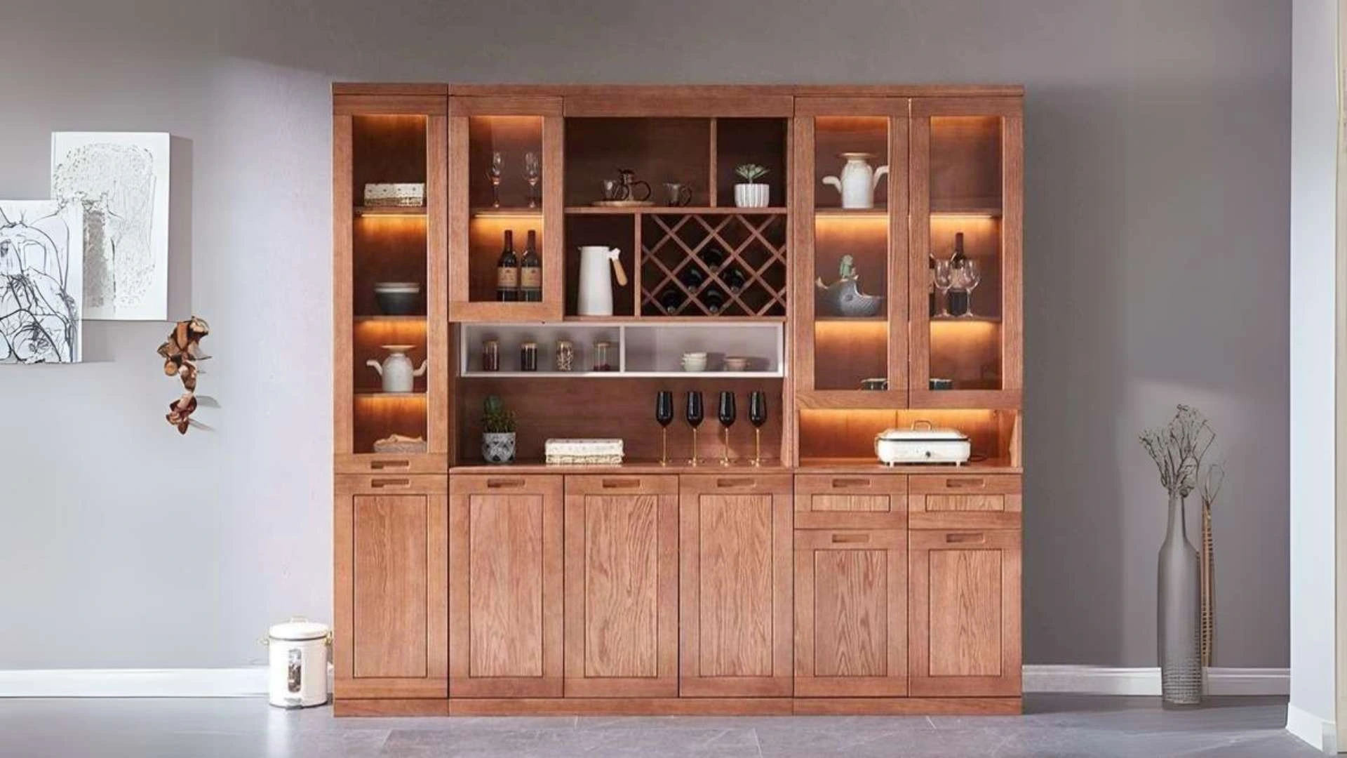 Tủ rượu gỗ sồi dáng cao Tủ rượu gỗ sồi dáng cao