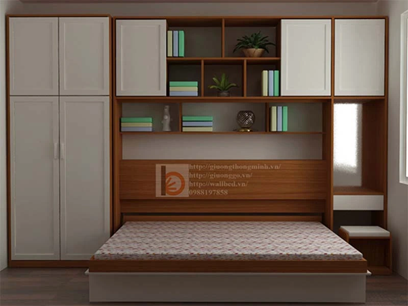 Giường gấp gỗ thông minh dạng tủ đứng (Murphy Bed)